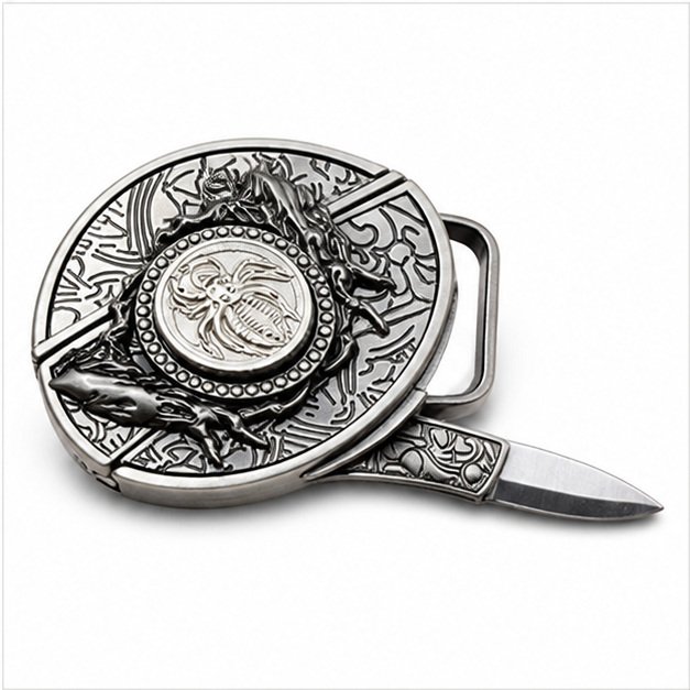 21298-main-white-clean Stainless steel rotating knife belt buckle knife - Image 1