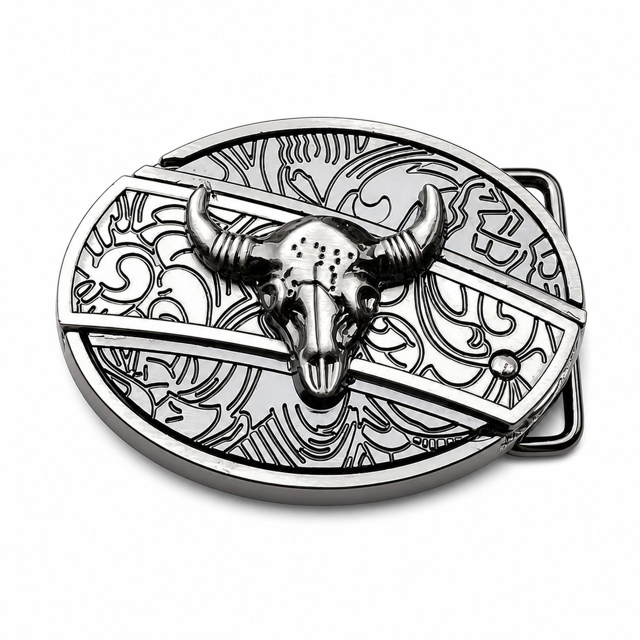 21300-main-white-clean Bull head knife belt buckle knife - Image 1
