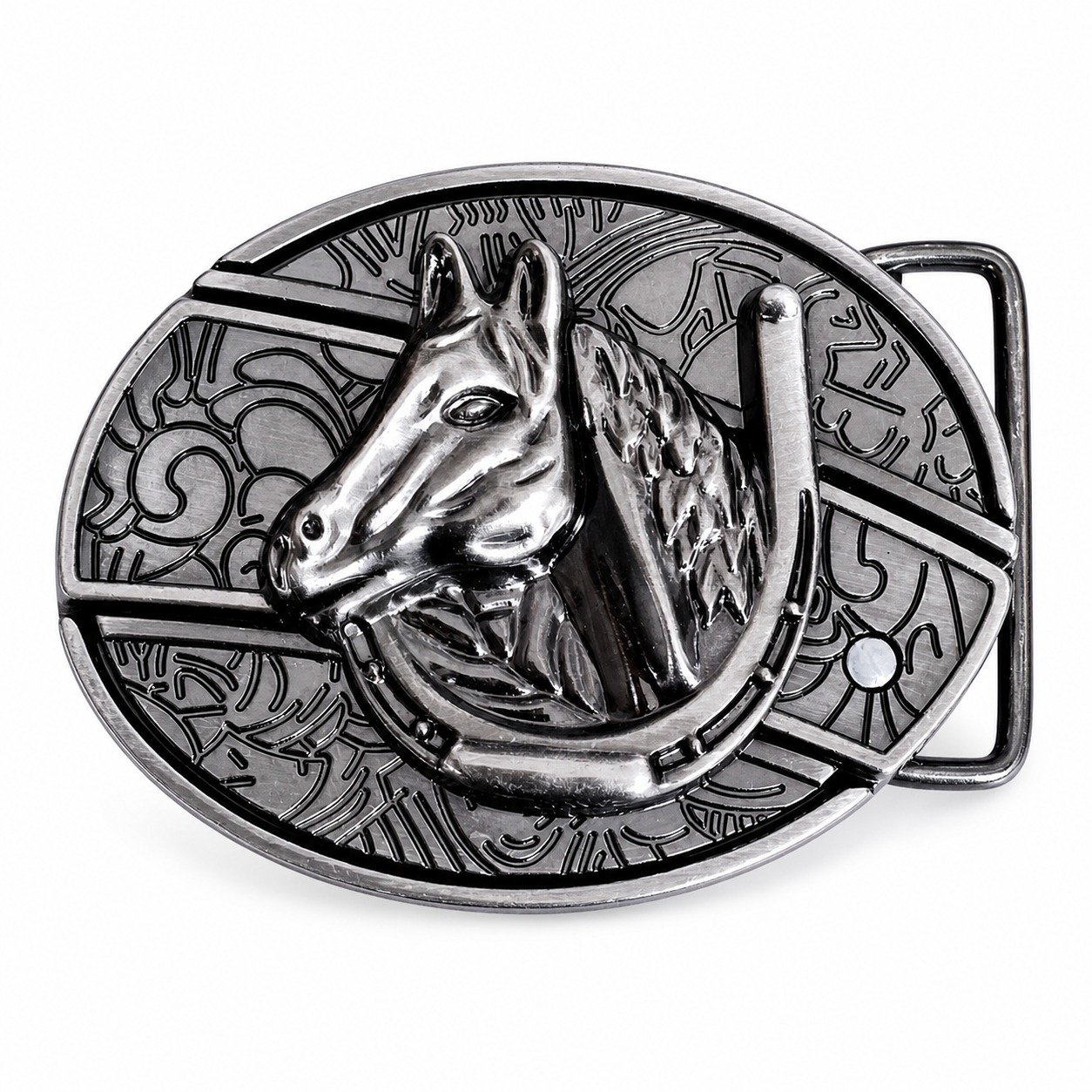 21355-main-white-clean Horse head knife belt buckle knife - Image 1