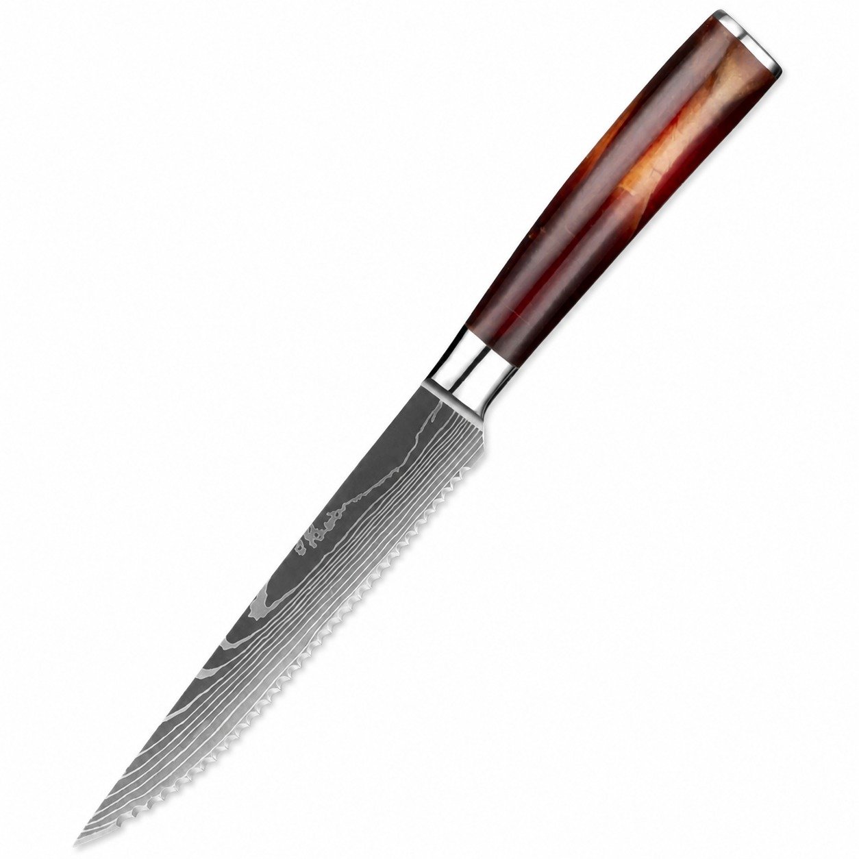 21736-main-white-clean Stainless steel laser pattern serrated knife - Image 1