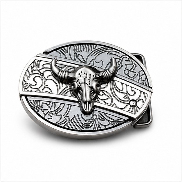 22270-main-white-clean Bull head knife belt buckle knife - Image 1