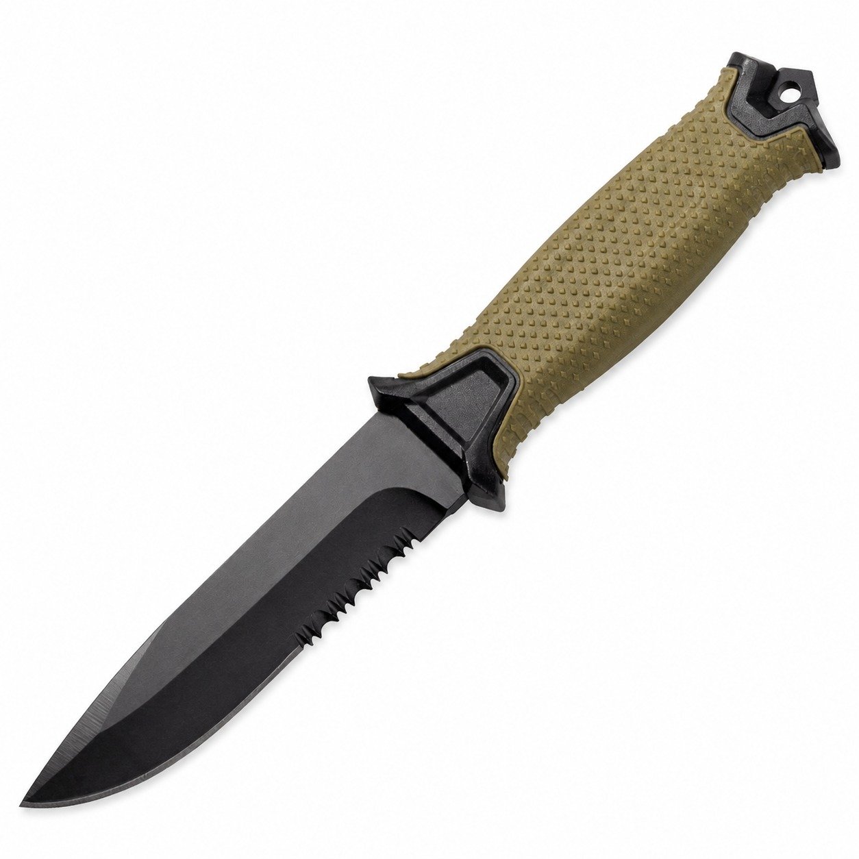 22399-main-white-clean Outdoor Fixed Blade Knife with Partial Serration – Green - Image 1