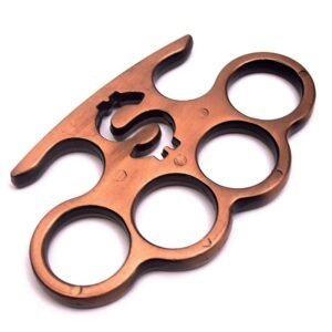 Brass Knuckles Ring with two-legged snake fist buckle, four-fingered tiger knuckle