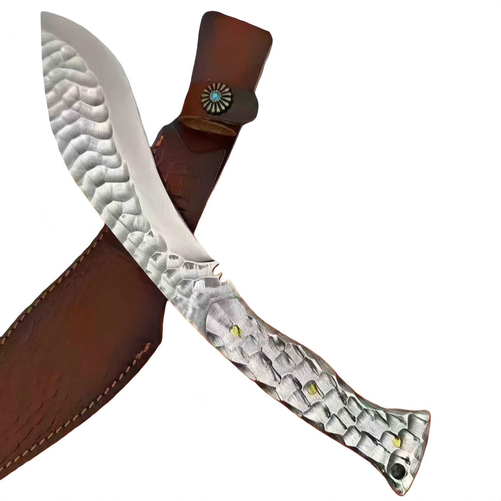 24342-main-white-clean Handmade stone-patterned ice-soul cold moon kukri knife - Image 1