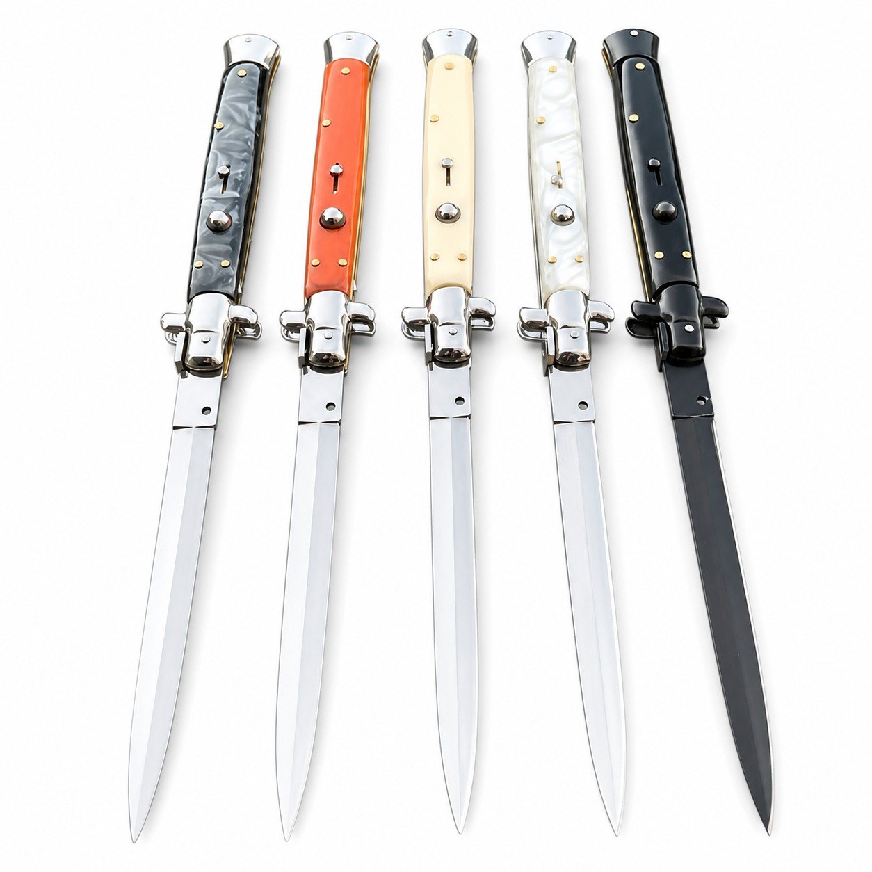 44505-main-white-clean 13 Inch Italian Stiletto Switchblade Knife – Automatic - Image 1