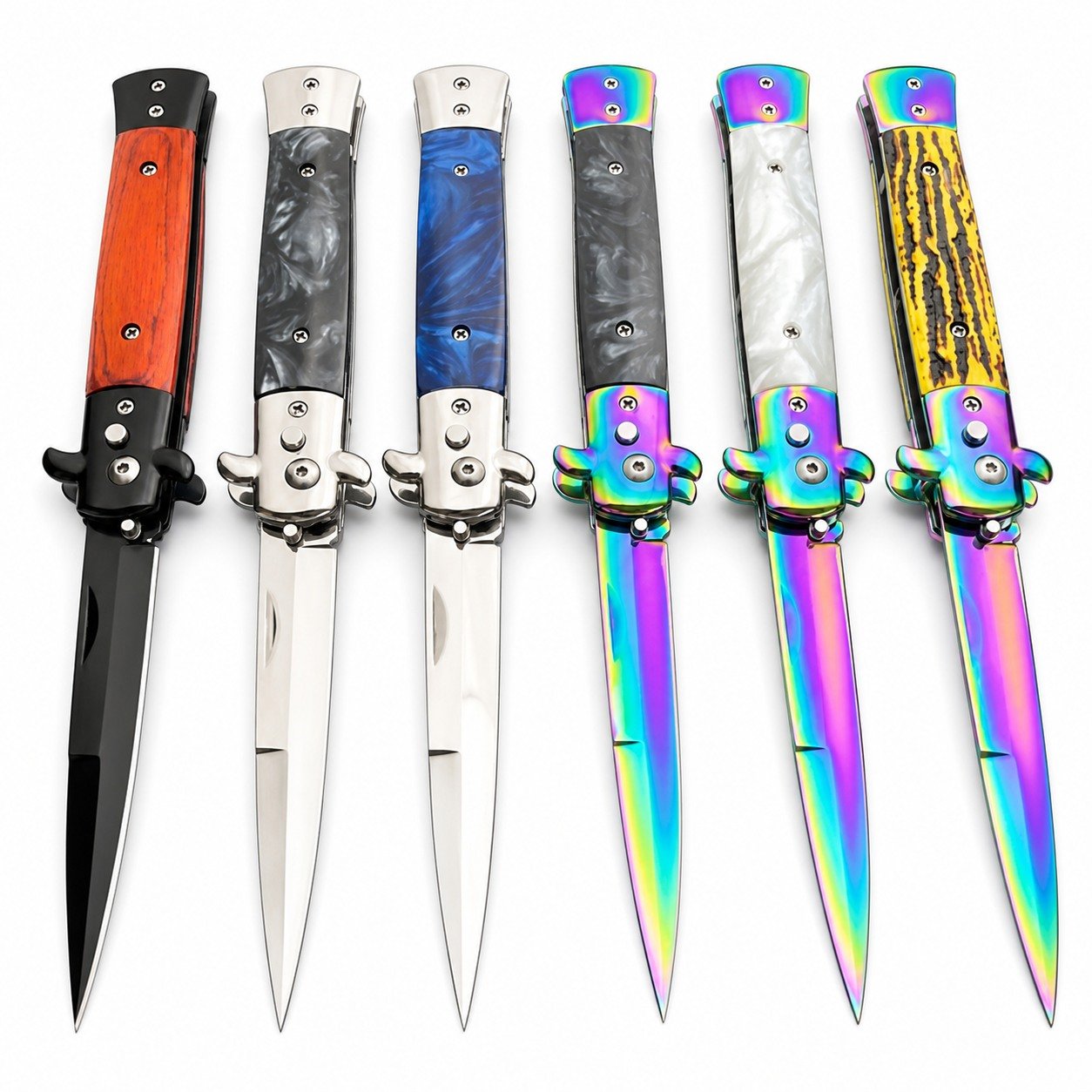 44511-main-white-clean Classic Italian Stiletto Switchblade Knife – Automatic - Image 1