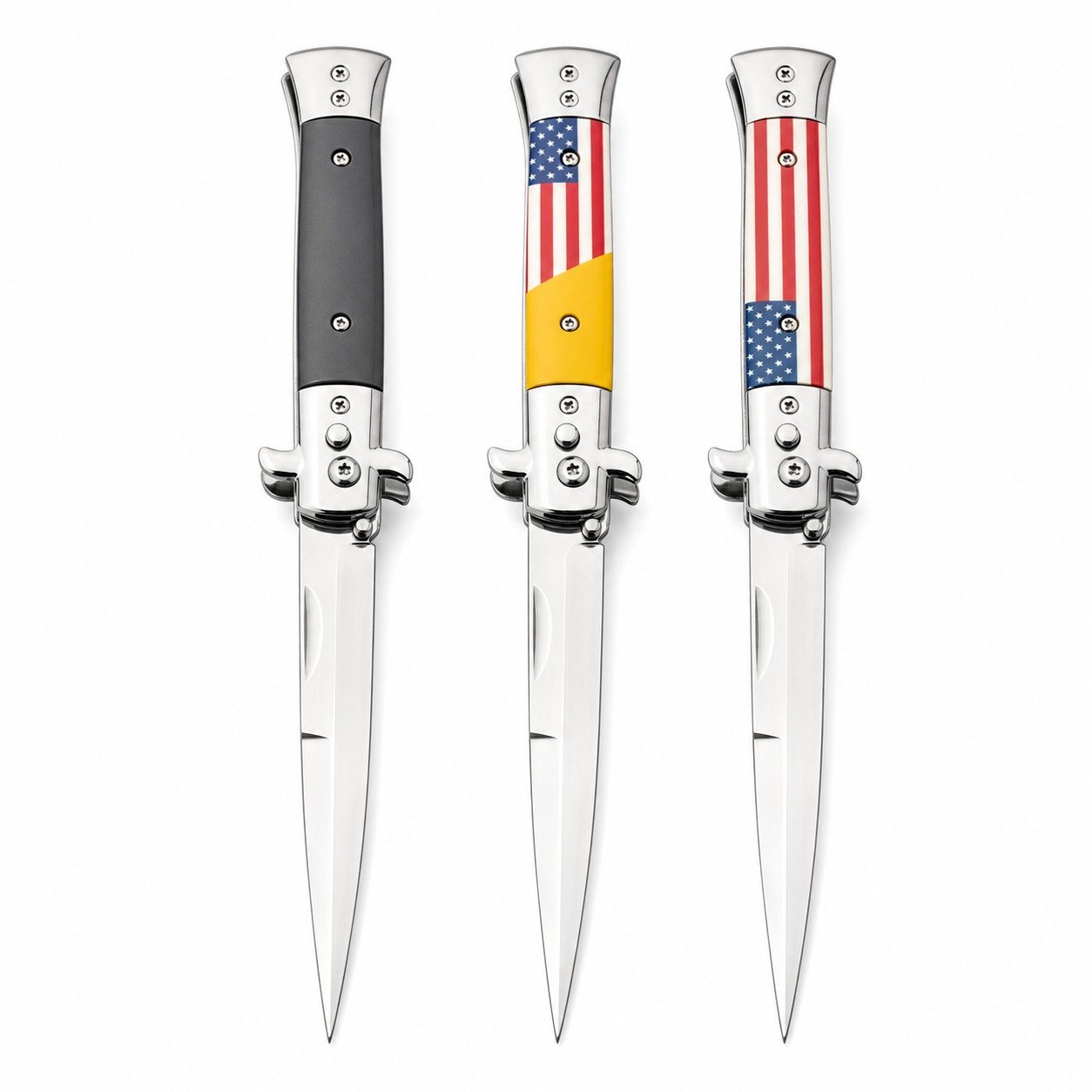 44512-main-white-clean Classic Italian Stiletto Switchblade Knife – Automatic - Image 1