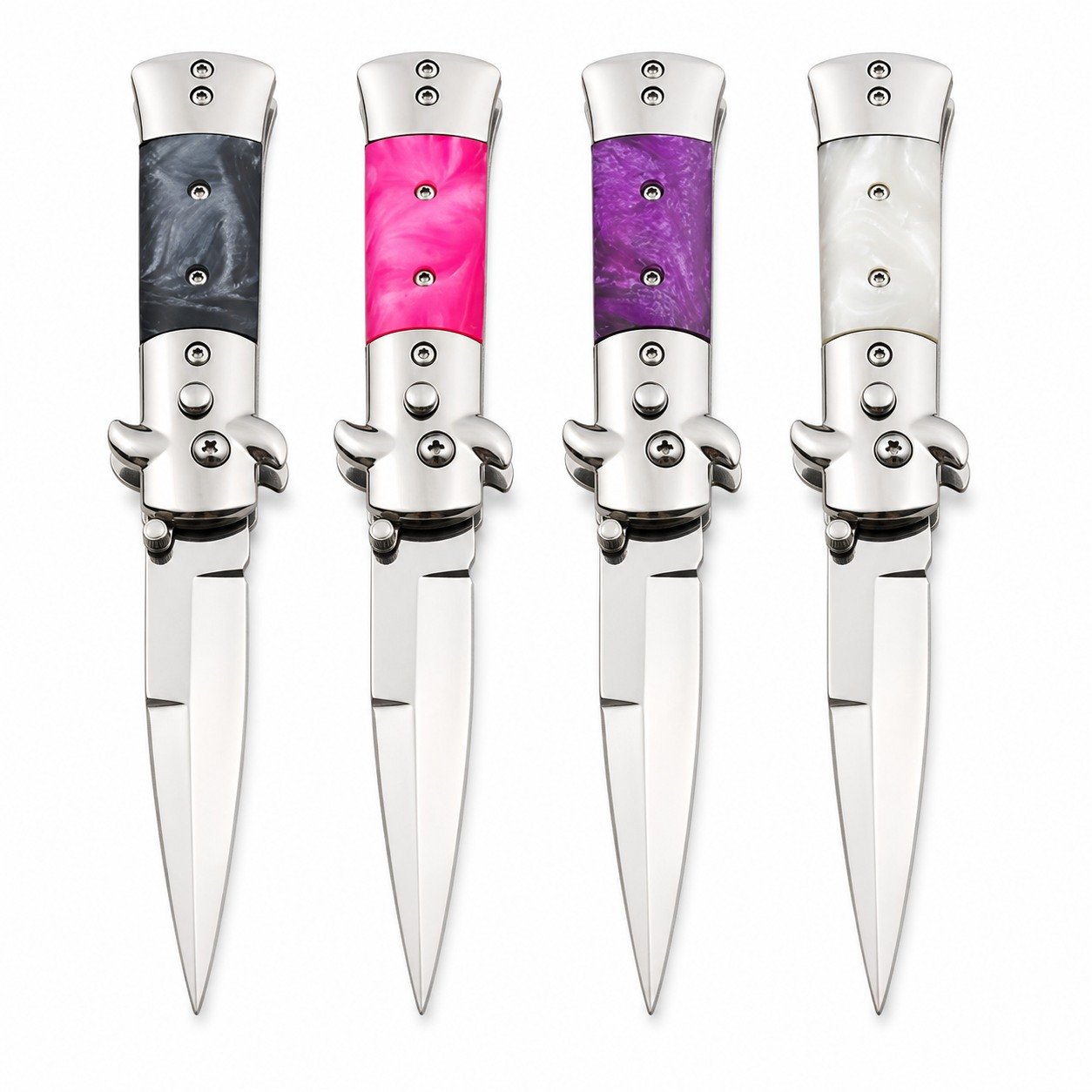 44513-main-white-clean Mini Italian Stiletto Switchblade Knife – Automatic - Image 1