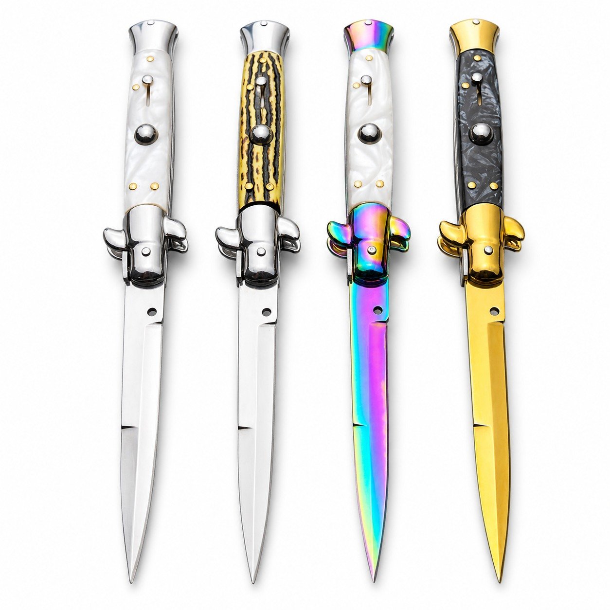 44518-main-white-clean 8.75 Inch Italian Stiletto Switchblade Knife – Automatic - Image 1