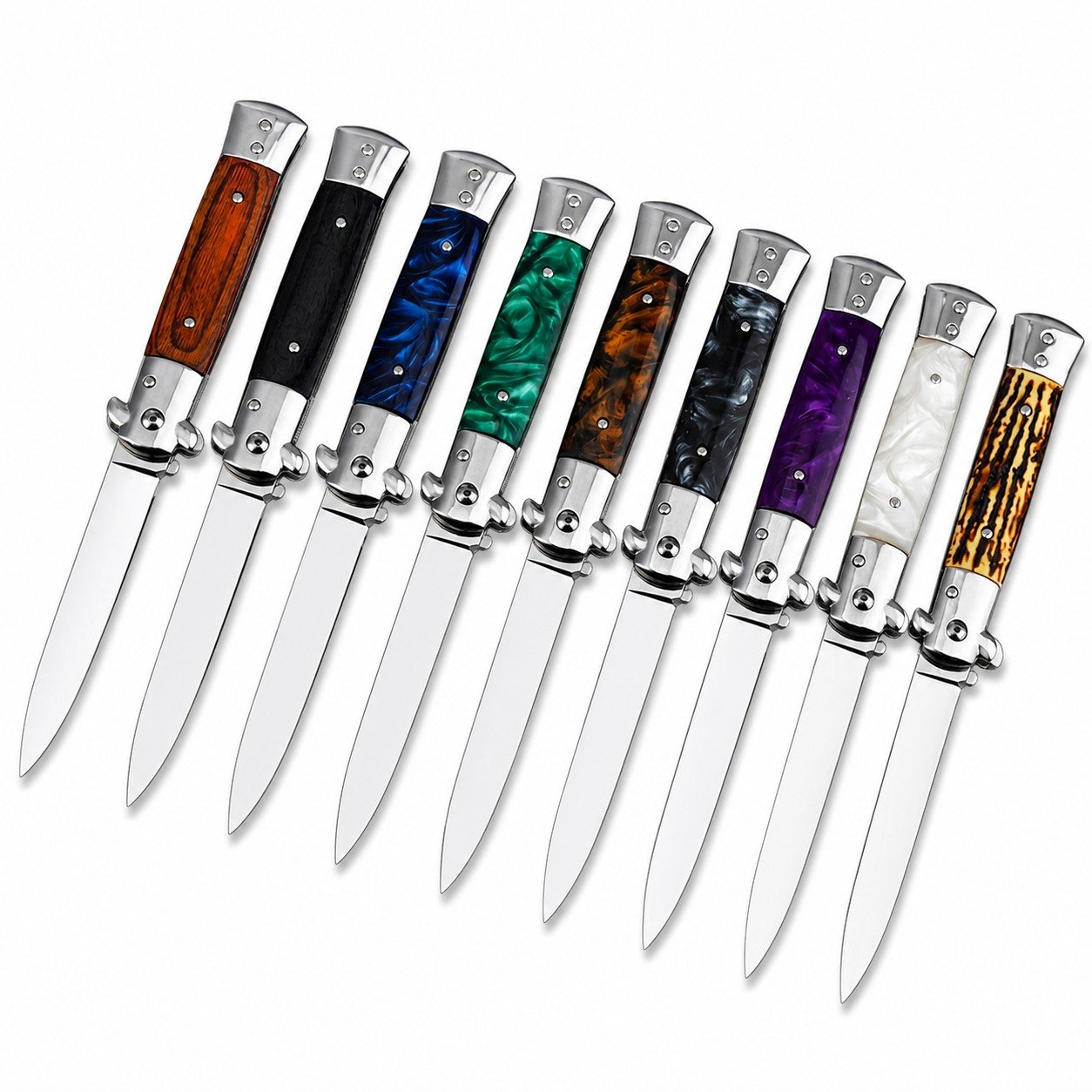44522-main-white-clean Classic Italian Stiletto Folding Knife - Image 1
