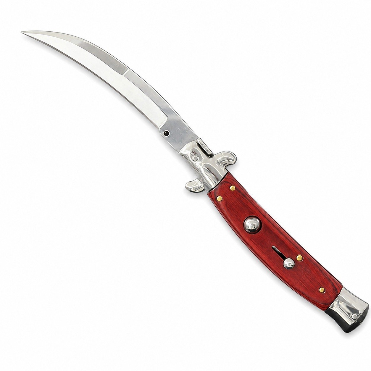 44555-main-white-clean 9 Inch Italian Stiletto Knife – Rosewood Handle Switchblade - Image 1