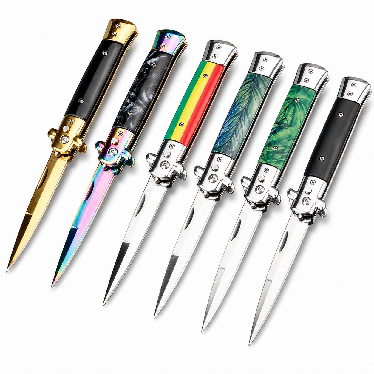 44559-main-white-clean Portable Outdoor Folding Stiletto Knife – Multi-Purpose Flick Knife - Image 1