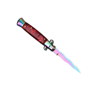 Colorful Wave Blade Stiletto Knife – Automatic Flick Knife Set with Mixed Handles - Image 4