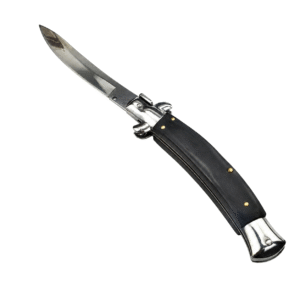 Classic Italian Stiletto Knife – Automatic Flick Knife with Wood or Black Handle - Image 2