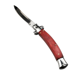 Classic Italian Stiletto Knife – Automatic Flick Knife with Wood or Black Handle - Image 3