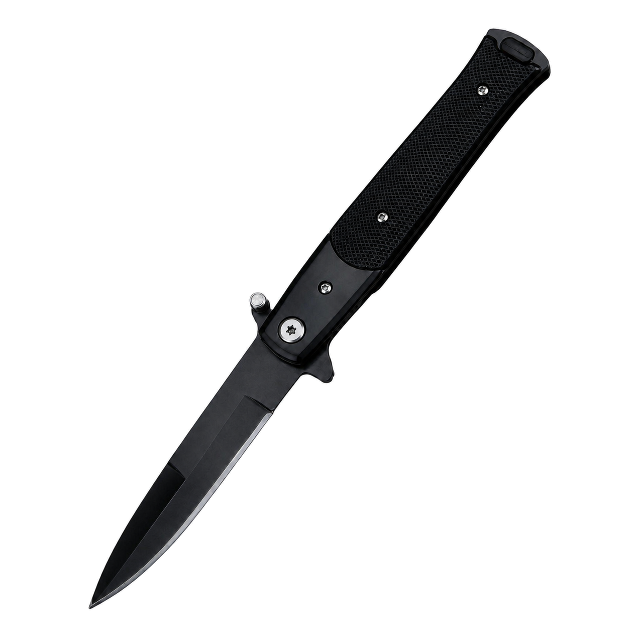 44704-A-black-v2 Outdoor Folding Stiletto Knife – Swordfish Blade Survival Design - Image 1