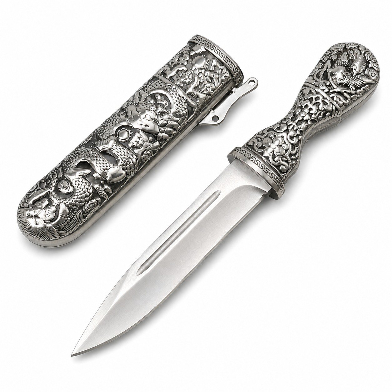 45739-main-white-clean Dalaizi Engraved Fixed Blade Knife - Image 1