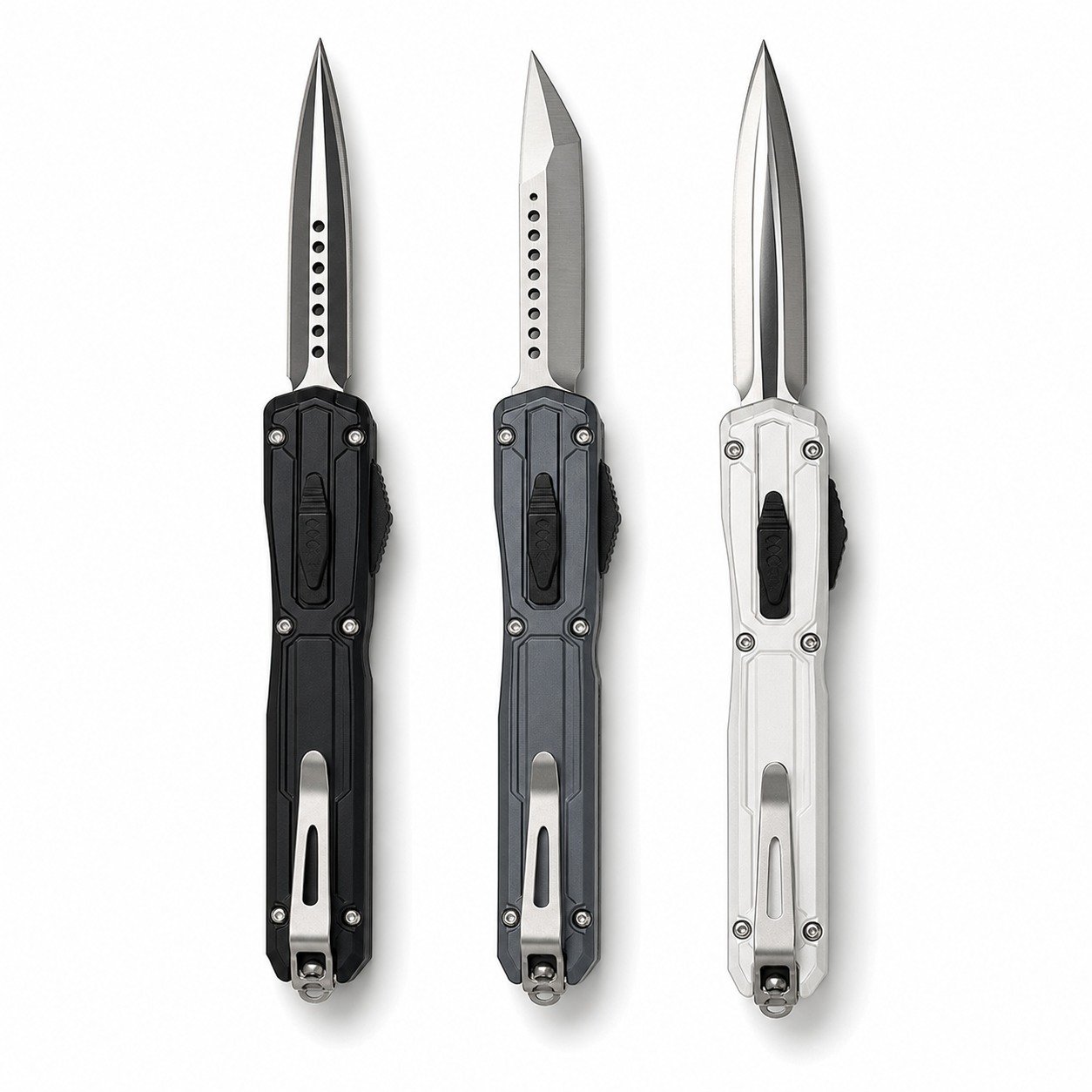 45944-main-white-clean Microtech UT-EX OTF Knife with Dagger-Logo Pocket Clip - Image 1