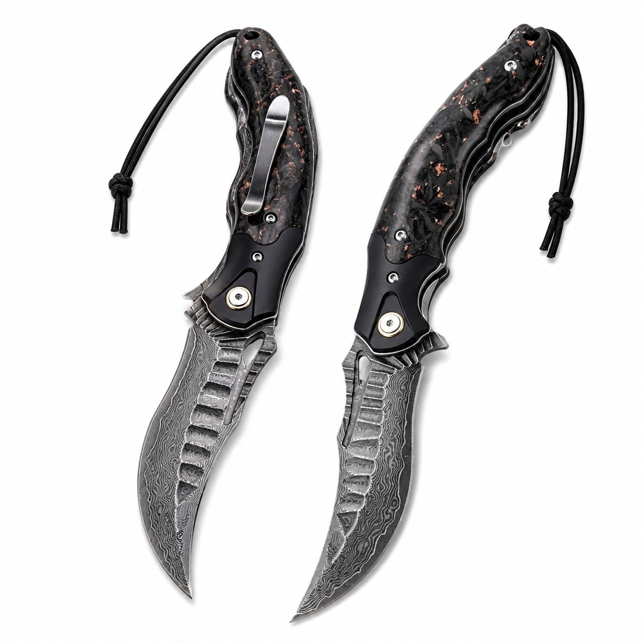 46325-main-white-clean Abyss Damascus Quick-Opening Folding Knife - Image 1
