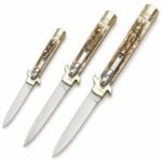 AKC Leverletto Brass Guard Stag-Horn Side-Opening Knife