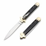AKC Leverletto Brass Guard Black Horn Side-Opening Knife