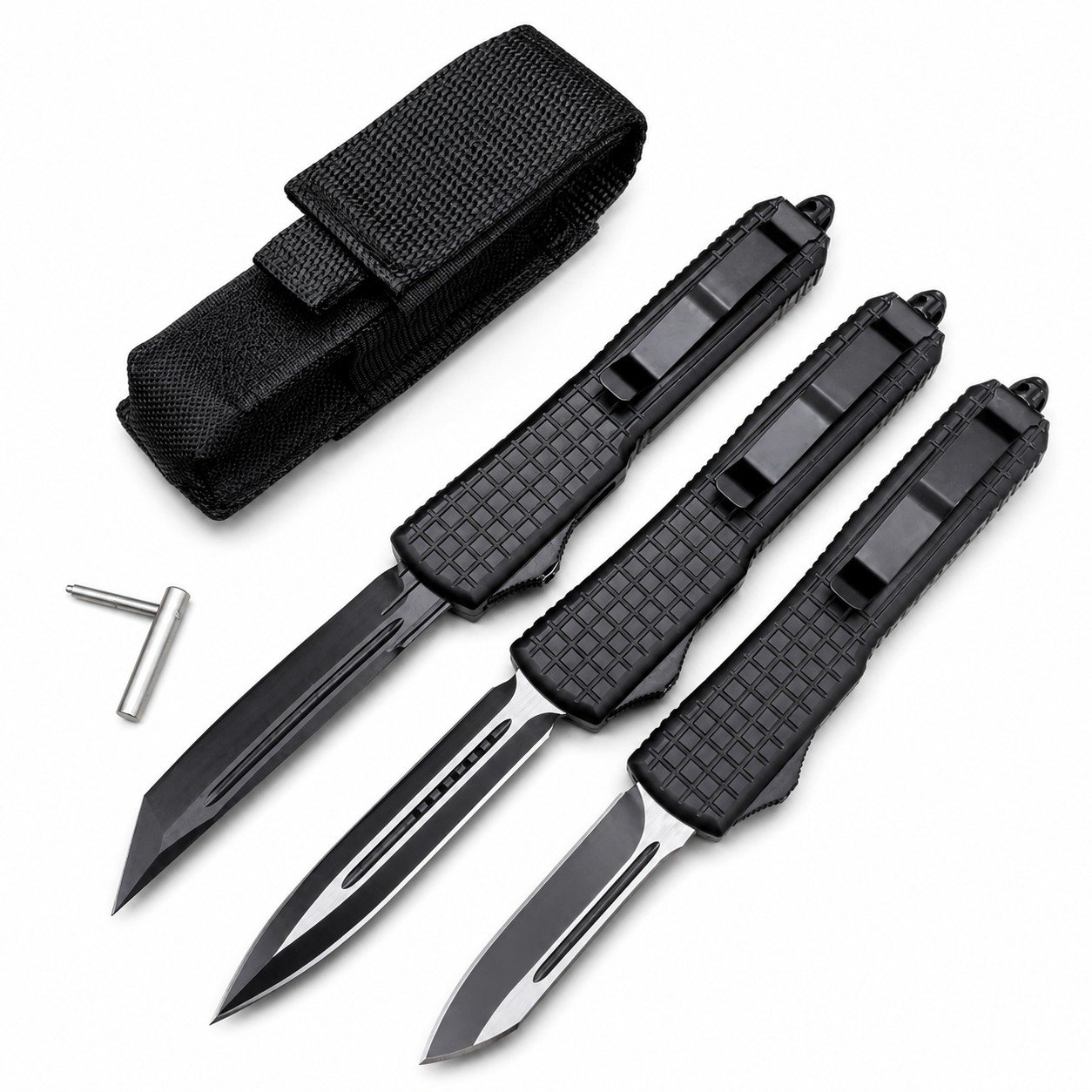 46632-main-white-clean Microtech Navy UT Black-Blade OTF Knife - Image 1