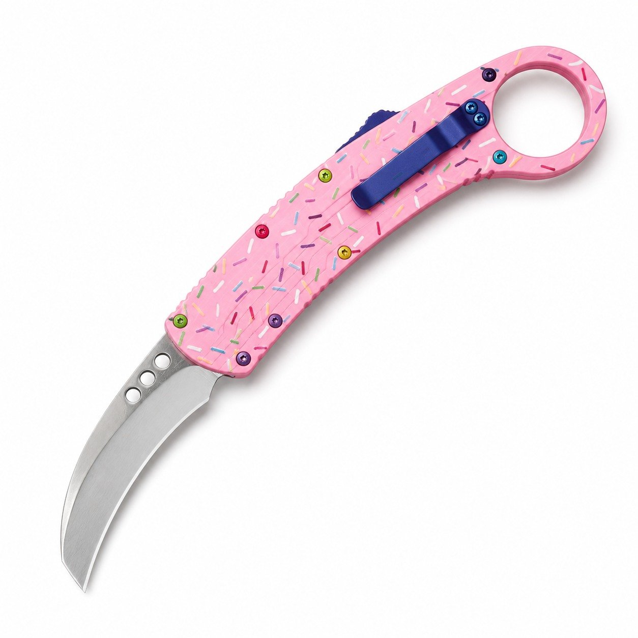 46962-main-white-clean Microtech Red Raptor OTF Karambit Donut Edition - Image 1