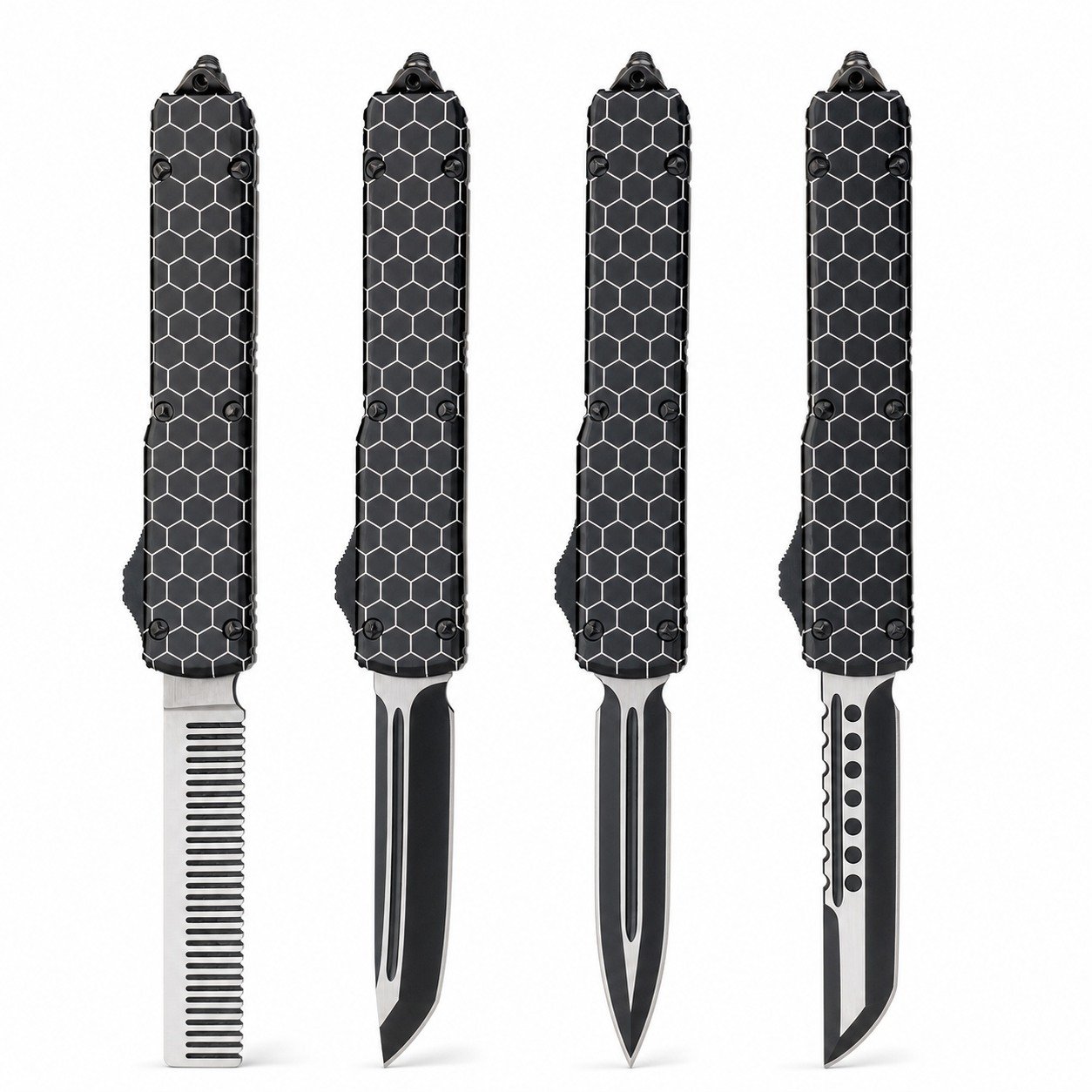 47100-main-white-clean Microtech UT Textured-Handle OTF Knife - Image 1