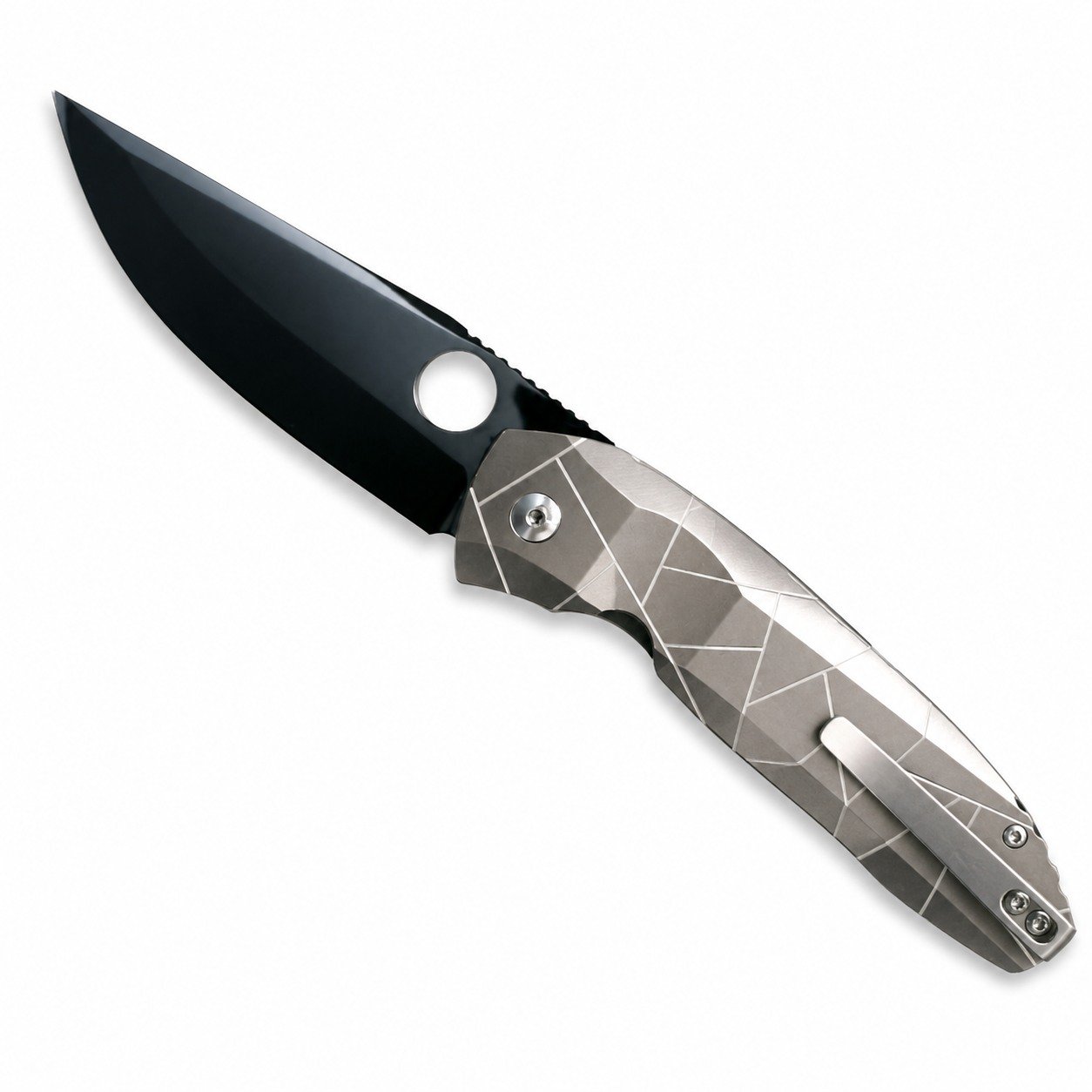 47884-main-white-clean Spider C199 M390 Mirror DLC Blade Titanium Handle SF Express - Image 1