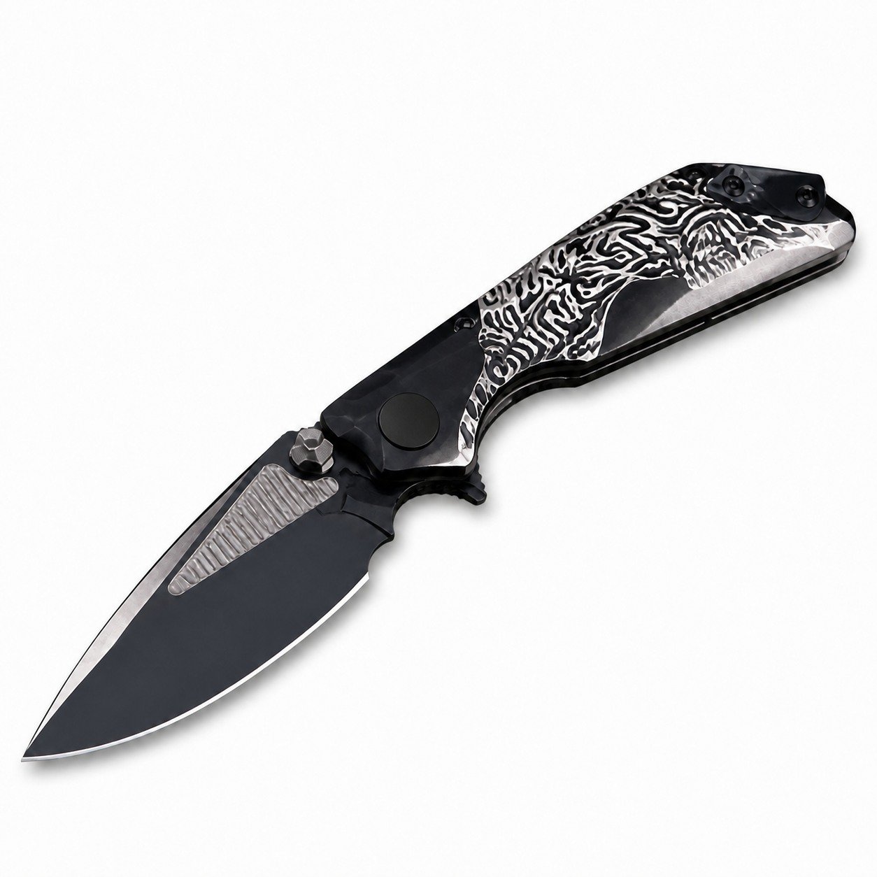 48284-main-white-clean Undead Tiger Wei New Edition M390 Mirror DLC Blade Titanium Alloy Handle SF - Image 1