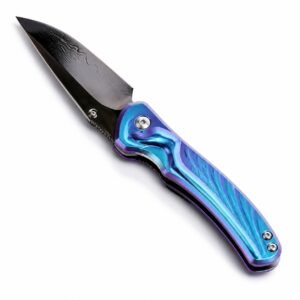 Crispy Shah Damascene Titanium Shaft SF Folding Knife