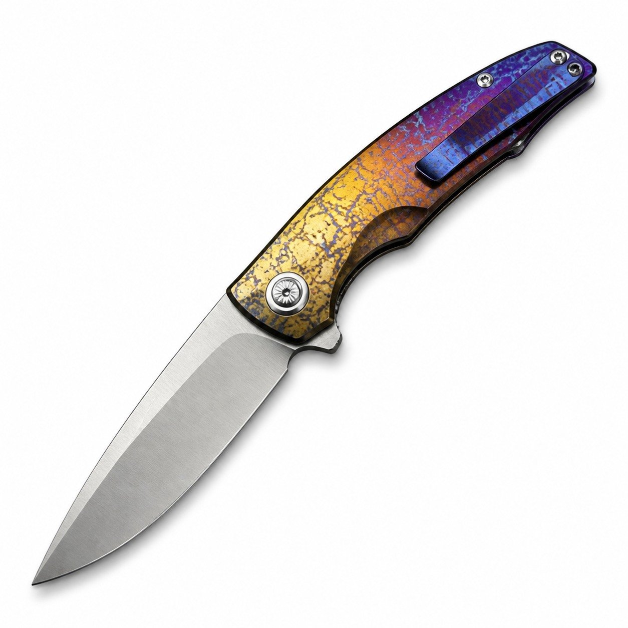 48461-main-white-clean Yuji Evolver M390 Lightning-Pattern Titanium Handle Folding Knife - Image 1
