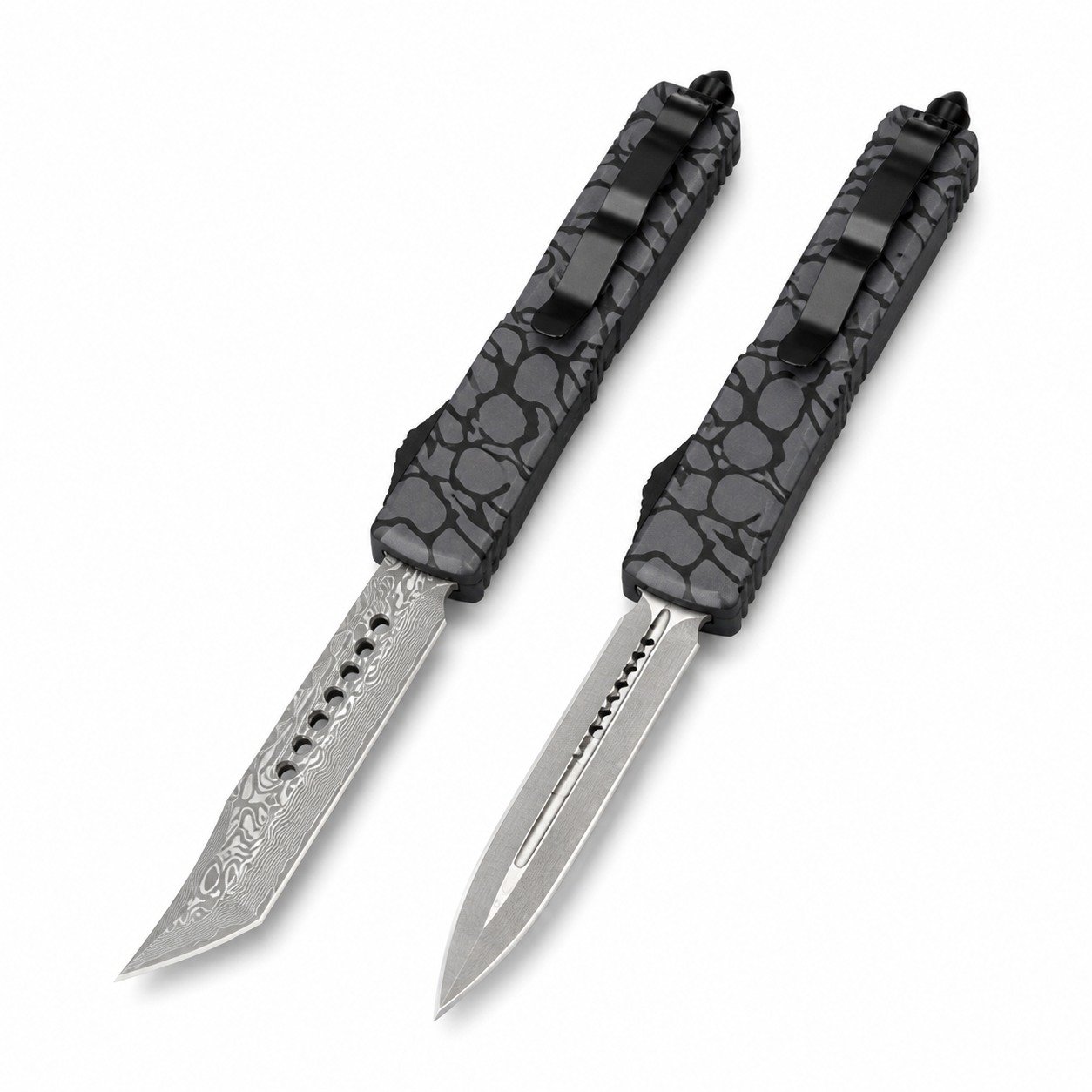 48665-main-white-clean Microtech UT Co-branded Blackwater Damascus OTF Knife - Image 1