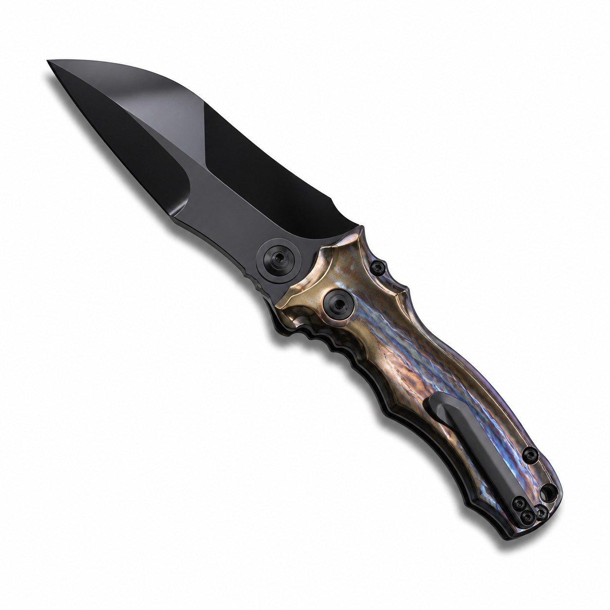 48689-main-white-clean Microtech Amphibious M390 Ultra Mirror DLC Blade Titanium Handle Flame-Patterned SF Express - Image 1