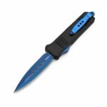 Zinc Handle UT70 Blue Titanium Damascus OTF Knife