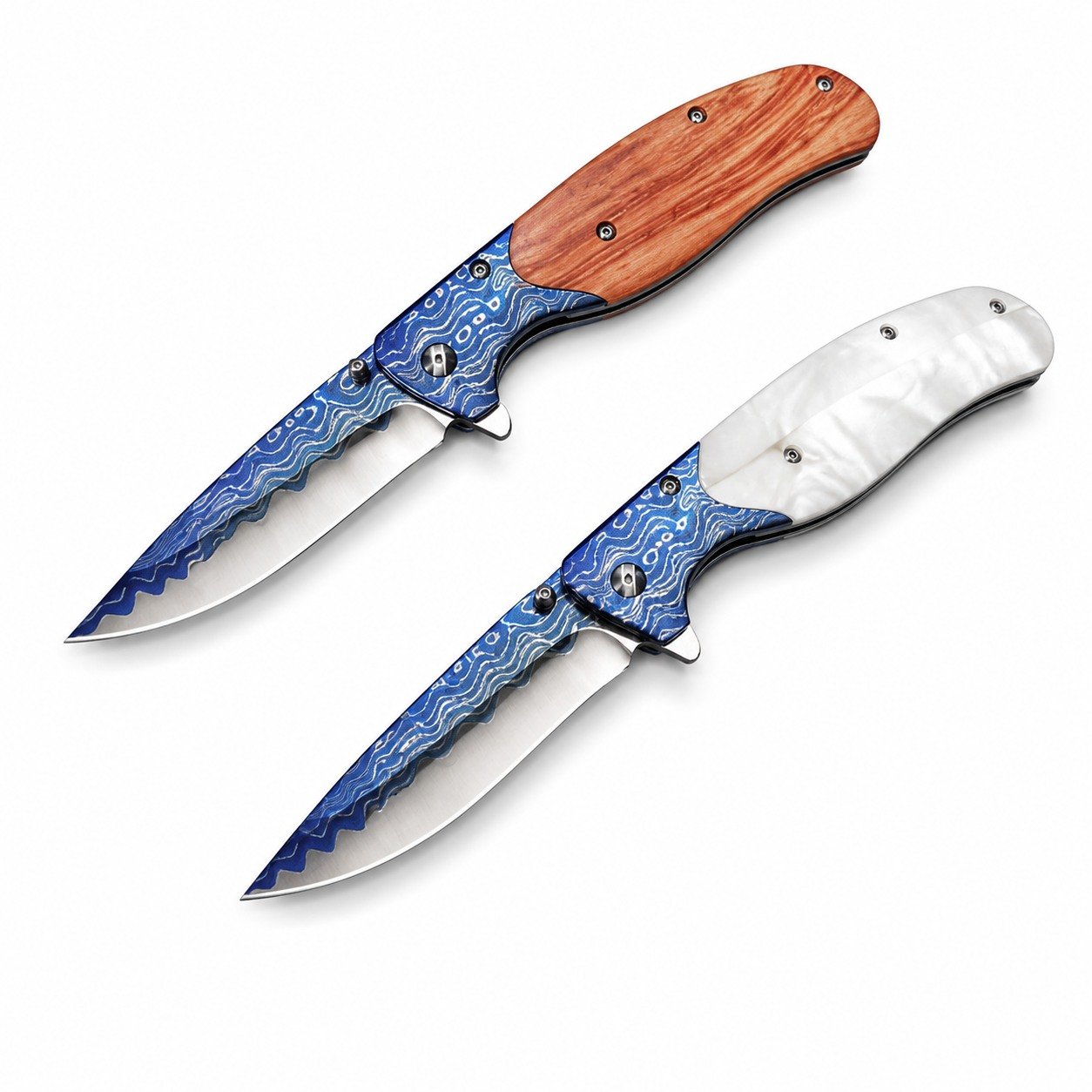 48870-main-white-clean Small Folds Of Sea Wave Patterns Folding Knife - Image 1