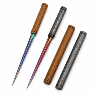 Wood Grain Feather Pattern Water Pipe Triangular Fixed Blade Knife