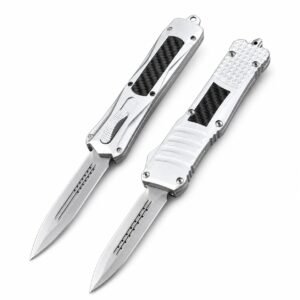 Zinc Handle, Large Dragon, Silver Handle, Carbon Fiber OTF Knife