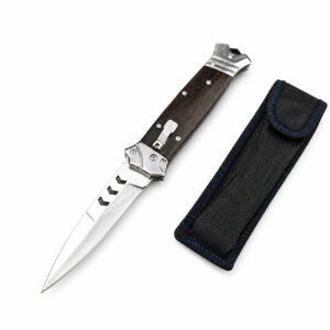 The New Version Of The Bouncy Fish Side-jumping Has A Brown Handle And A Chicken Wing Wood Handle Switchblade