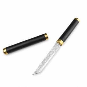 (D89) The Magical Medicine Brush Is A Great Damascus Fixed Blade Knife