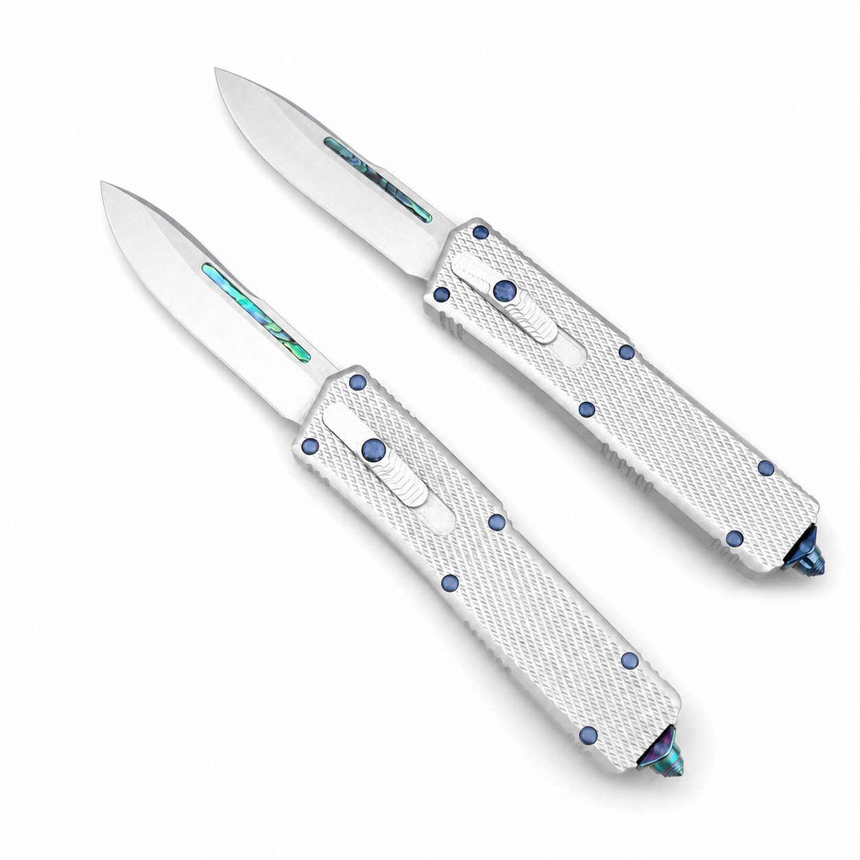 50220-main-white-clean CobraTec Direct-Jump Special Edition White Handle Droplet OTF Knife - Image 1