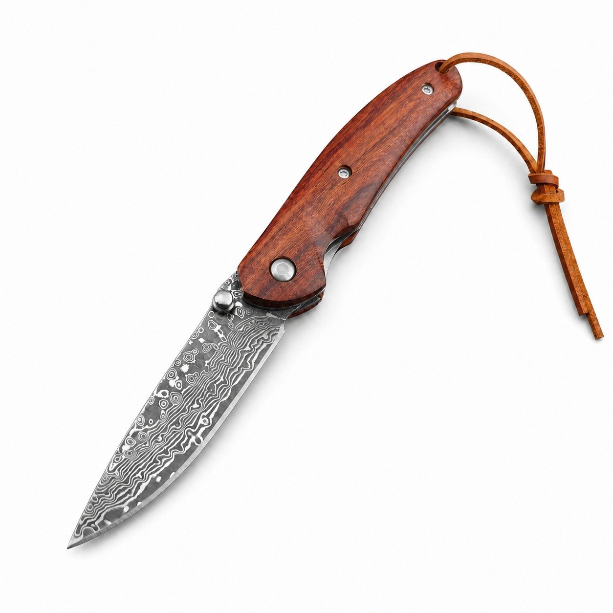 50322-main-white-clean The Red Sparrow Damascus Is Small And The Small Is Broken Folding Knife - Image 1