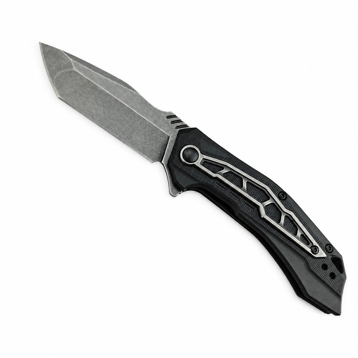 50388-main-white-clean Kashow 1376 Off Black Stone Wash Folding Knife - Image 1