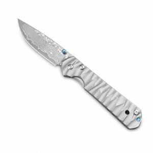 E119 Chris Reeve Big Damascus Small Sand Titanium Handle Folding Knife