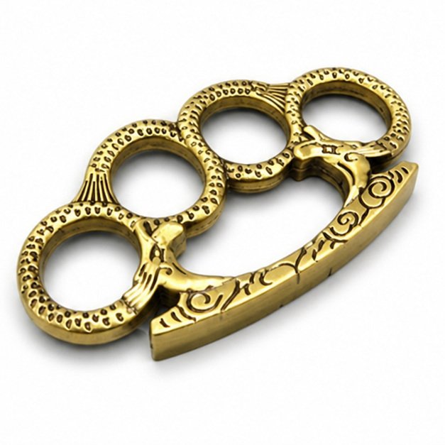 51669-main-white-clean Brass Knuckles Brass Sleeves, Creative Four Finger Rings, Double Dragon and Tiger Finger Design, Four Finger Tiger Finger Rings - Image 1