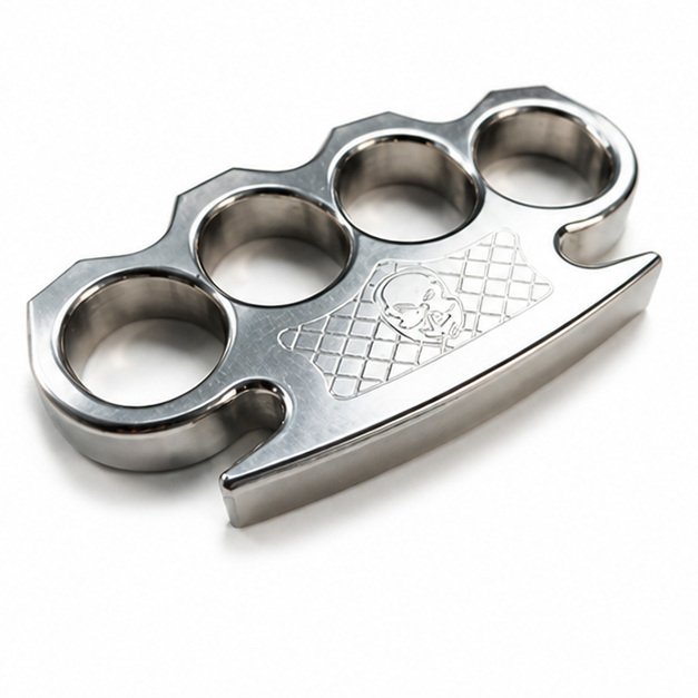 51683-main-white-clean Brass Knuckles Thickened steel knuckles support a four-finger portable EDC tool - Image 1