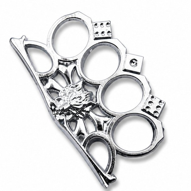 51759-main-white-clean Brass knuckles Wolf head fist narrow tiger knuckle - Image 1