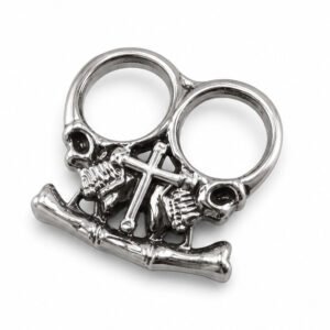 Brass knuckles Thickened white bone two fingers anti-wolf tiger two fingers 3