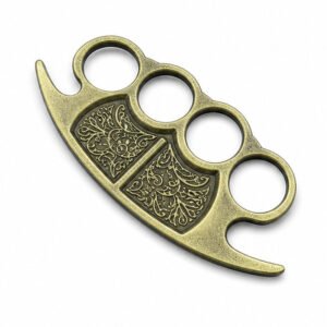 Brass Knuckles Small fist buckle ring with tiger head and pea pod
