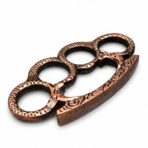 Four-fingered tiger brass knuckles with double dragon motif